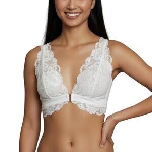 Free People We Are HAH Got Ur Back White Lace Bralette Deep V-Neck Size XS NWT
